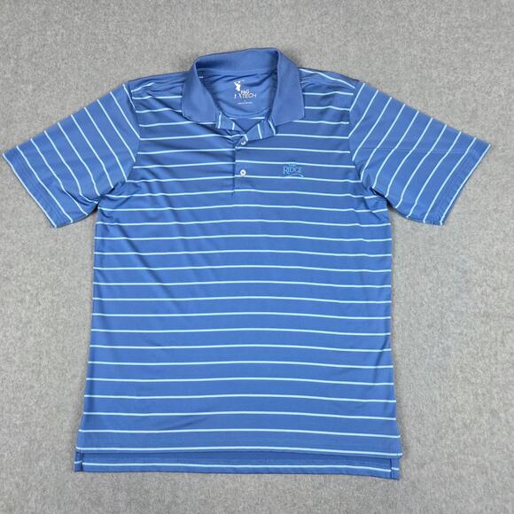 Fairway & Greene F&G Tech Large Blue Stripe Golf Polo Shirt The Ridge Logo - Picture 2 of 10